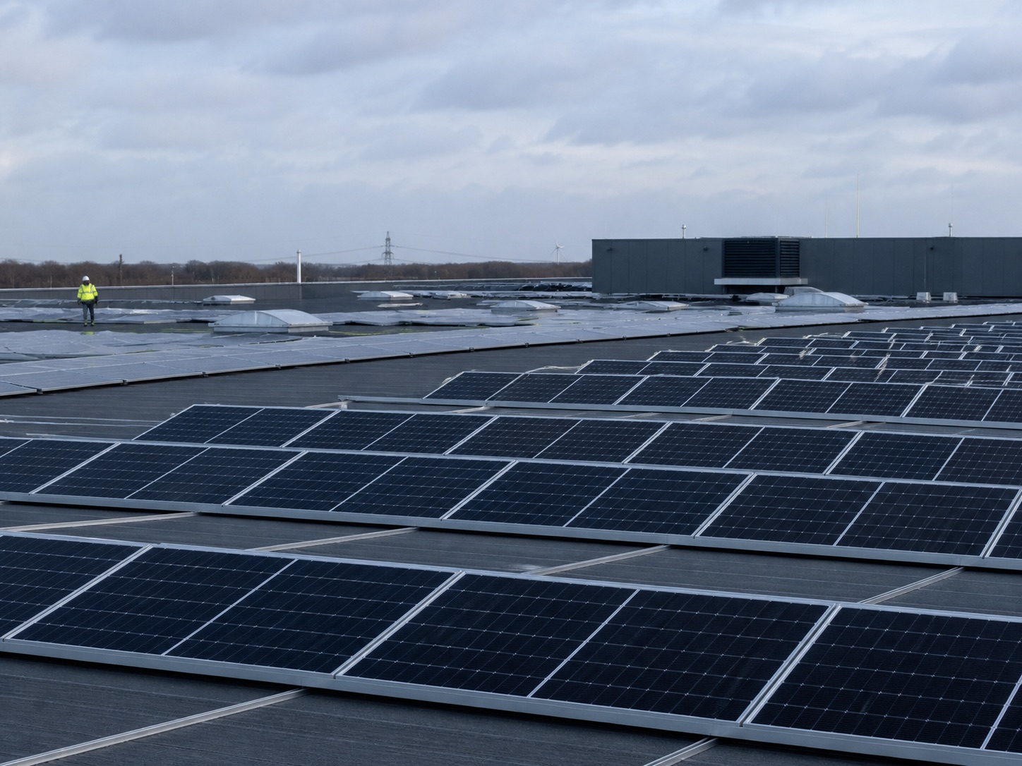 Große Photovoltaikanlage auf einem Gewerbedach